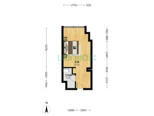 济南远大购物广场 1室0厅1卫 38平方