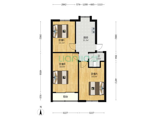 荣院宿舍 3室0厅1卫 71平方