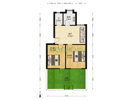 琅琊小区 2室1厅1卫 54平方
