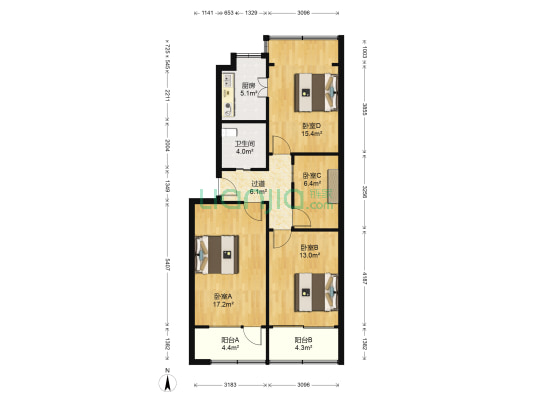 华玻小区 4室0厅1卫 95平方