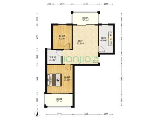 肥东城南新村B区 2室1厅1卫 81平方