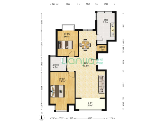 金水佳苑 2室1厅1卫 106平方