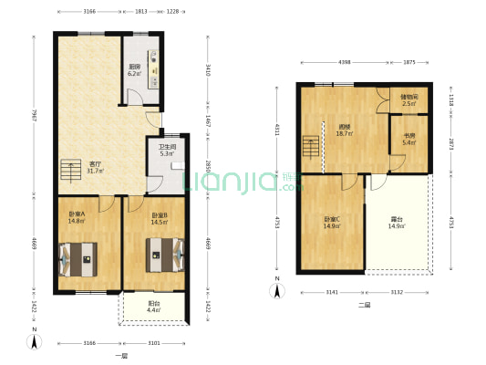 滨河苑（肥东） 4室1厅1卫 117平方