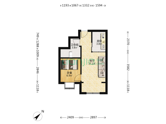 江汉路 1室1厅1卫 41平方