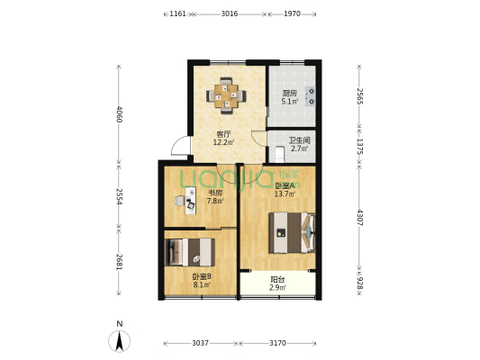 大江市场住商楼 3室1厅1卫 67平方