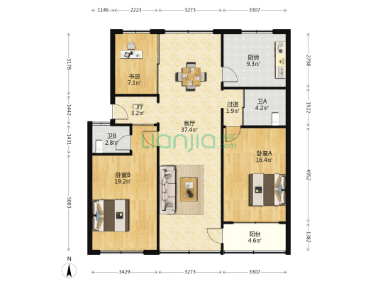 文化中路十四弄 3室1厅2卫 120平方
