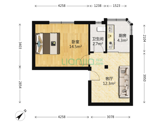 菜市一路 1室1厅1卫 54平方