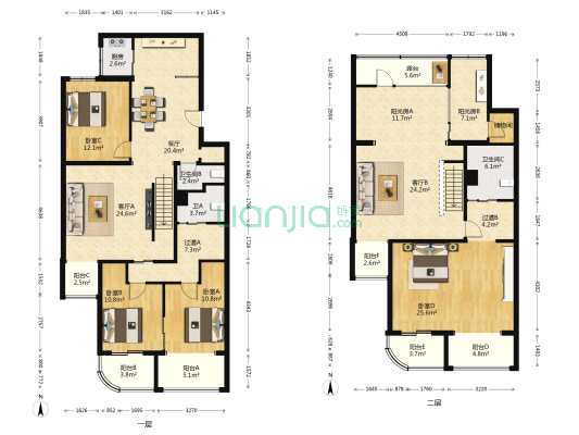 东中公寓 4室3厅3卫 249平方