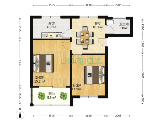 厂南村 2室1厅1卫 63平方