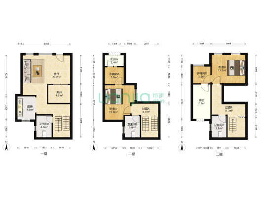 恒大优活城花墅里 2室1厅3卫 150平方