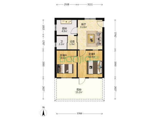 凤凰台 2室1厅1卫 55平方