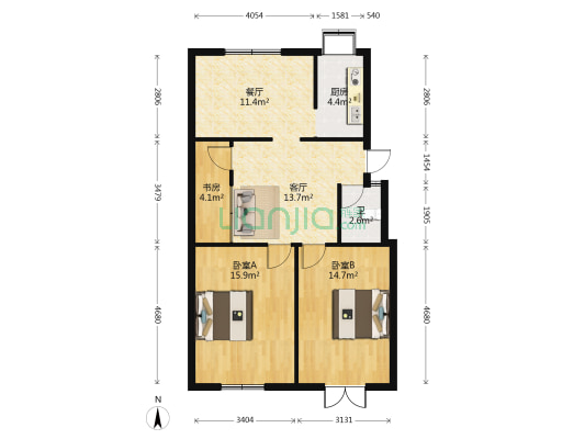 供销车队宿舍 3室2厅1卫 79平方