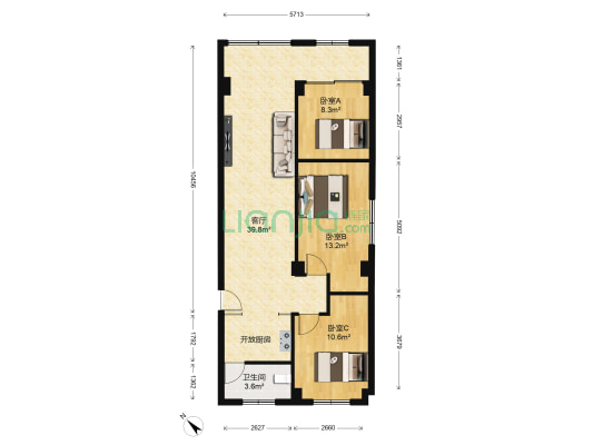 兴华花园 3室1厅1卫 91平方