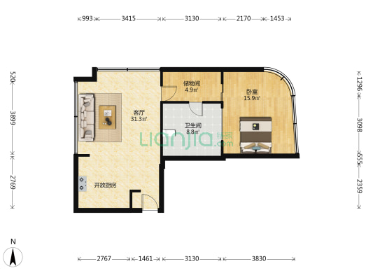 汇豪国际 1室1厅1卫 97平方