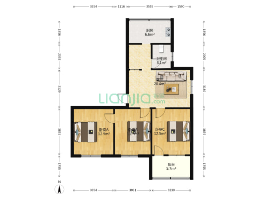 驿城新村 3室1厅1卫 87平方