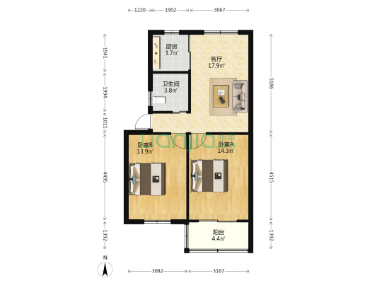城郊新村 2室1厅1卫 73平方