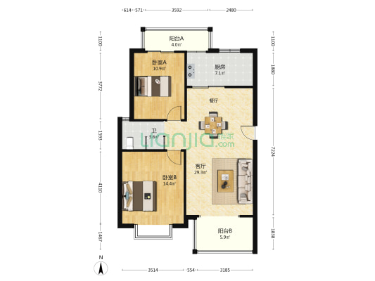 天浩上元郡二期 2室1厅1卫 102平方