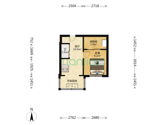 锦龙大厦后身 1室1厅1卫 39平方