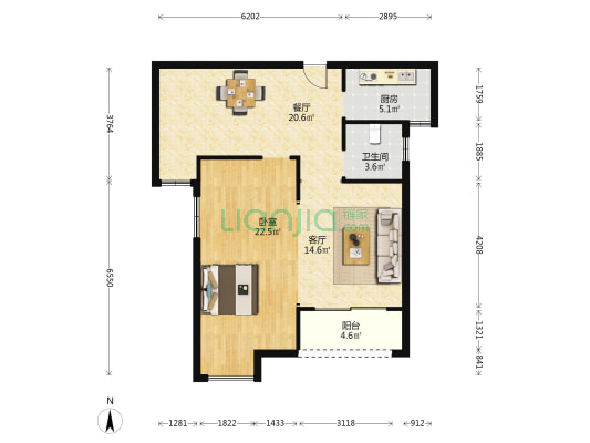 正泰君和府 1室2厅1卫 89平方