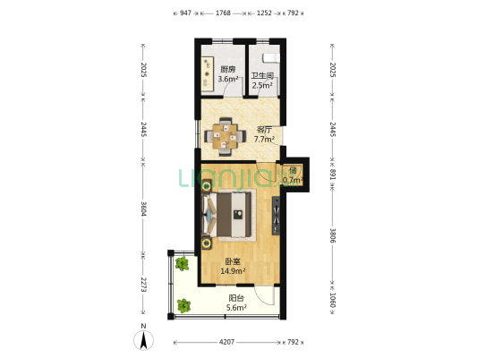 金城新村 1室1厅1卫 43平方