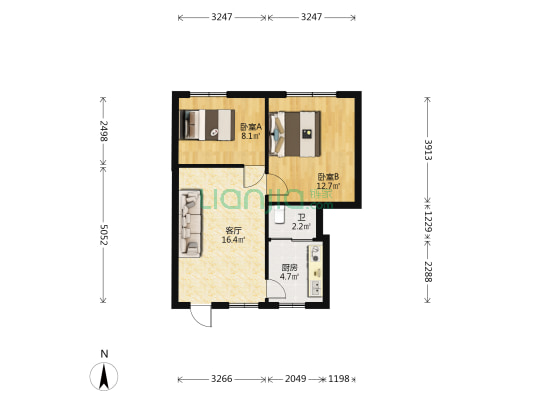 工业大道113号 2室1厅1卫 62平方
