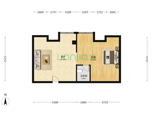 文景天下 1室1厅1卫 93平方