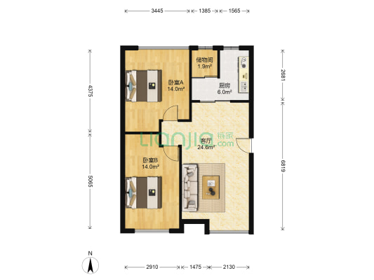 长城雅苑 2室1厅0卫 83平方