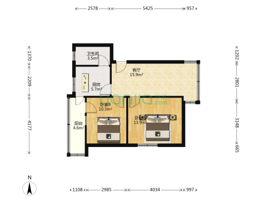 蓓蕾街18号 2室1厅1卫 64平方