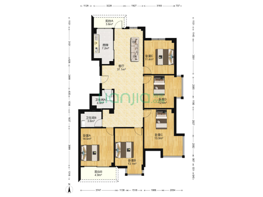 鸿豪景苑 5室1厅2卫 154平方
