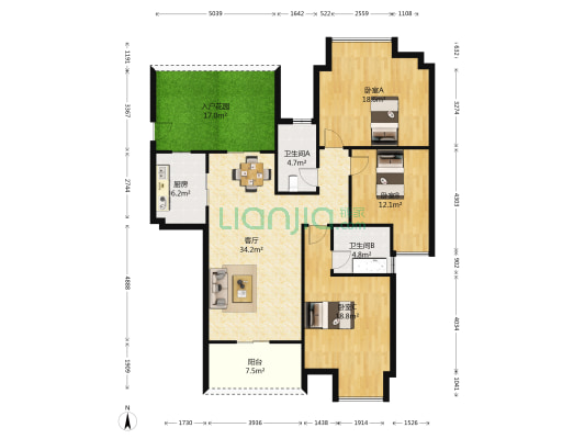 郦城水岸 3室1厅2卫 125平方