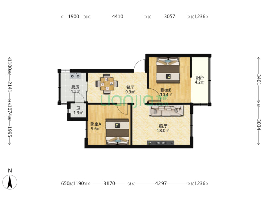 云桥家属院 2室2厅1卫 56平方