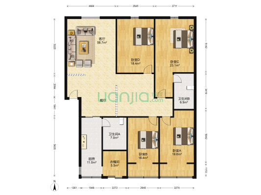 彭州市实验小学教师苑 4室1厅2卫 194平方
