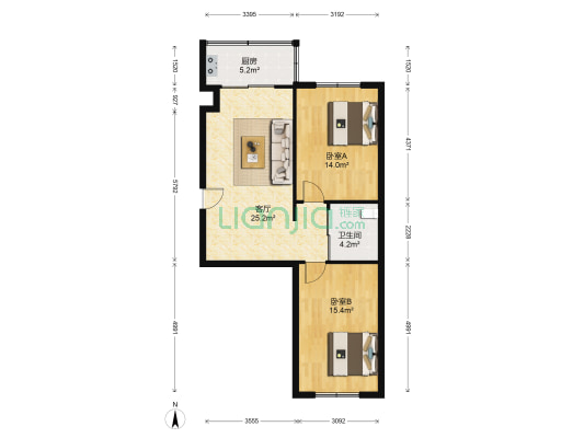 乐东新村 2室1厅1卫 80平方