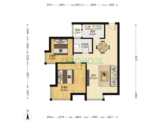 翡丽城 2室1厅1卫 76平方