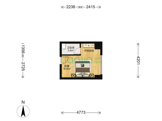 陶瓷公馆 1室0厅1卫 35平方