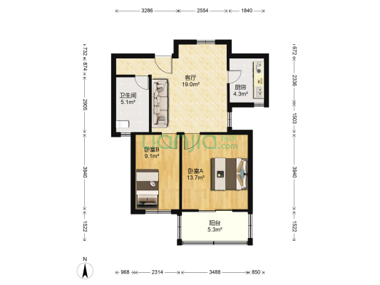 佳和园 2室1厅1卫 79平方