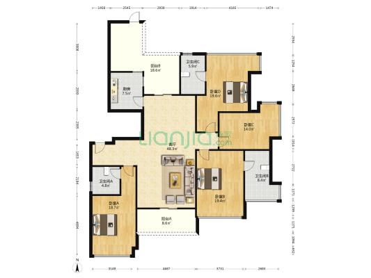 雅居乐白鹭湖水云畔 4室1厅3卫 187平方