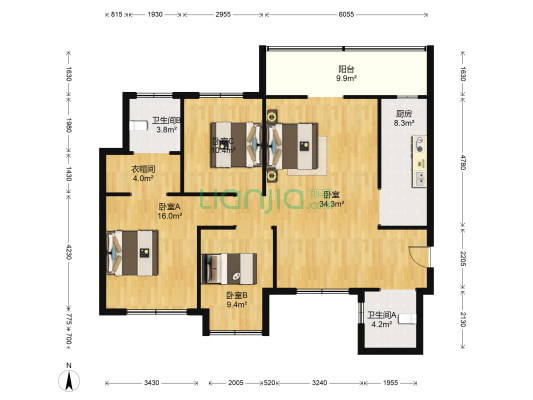 民院学府 4室0厅2卫 109平方