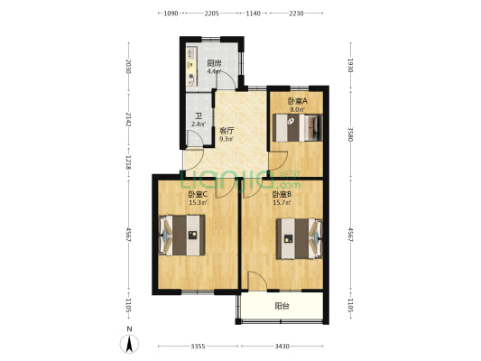 十全小区 3室1厅1卫 76平方