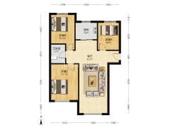 K2狮子城北区 3室2厅 南-涿州K2狮子城北区户型图