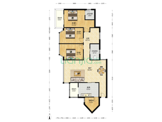 双碑莲光小学集资楼 3室1厅2卫 139平方