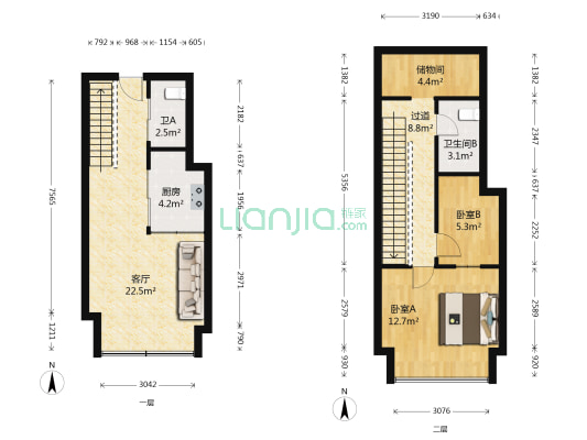 中海八里臺 2室1厅2卫 51平方