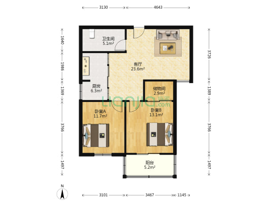 全威花园西院 2室1厅1卫 86平方
