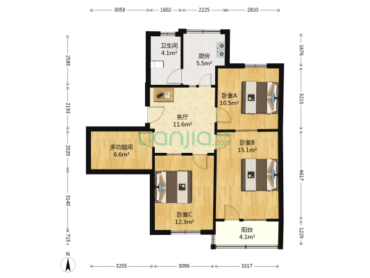 市委小区 4室1厅1卫 90平方