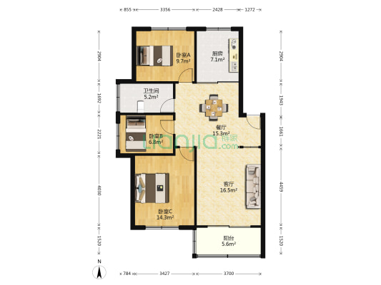正和名邸 3室2厅1卫 99平方