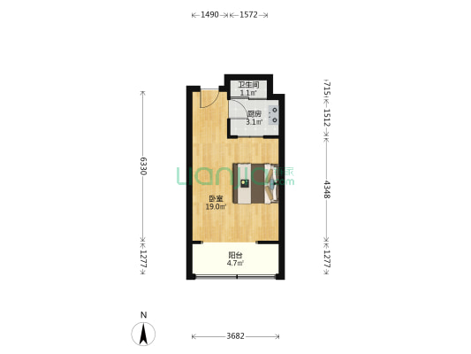 青景山庄 1室0厅1卫 38平方
