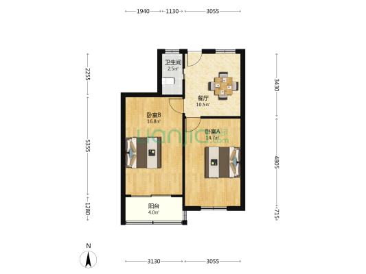 南新新村 2室1厅1卫 60平方