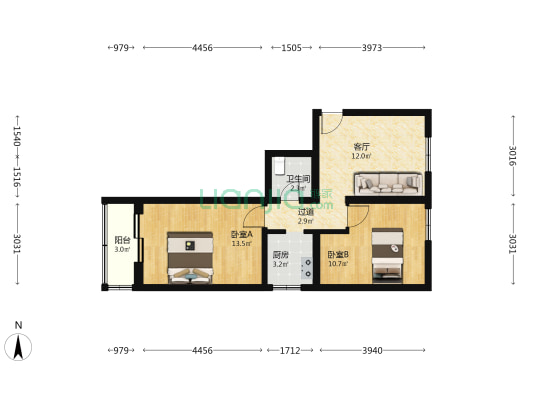 东大街 2室1厅1卫 59平方