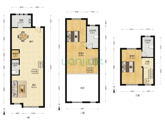 沁芳苑 2室1厅3卫 214平方