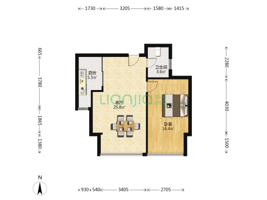 中南世纪城南区 1室1厅1卫 83平方